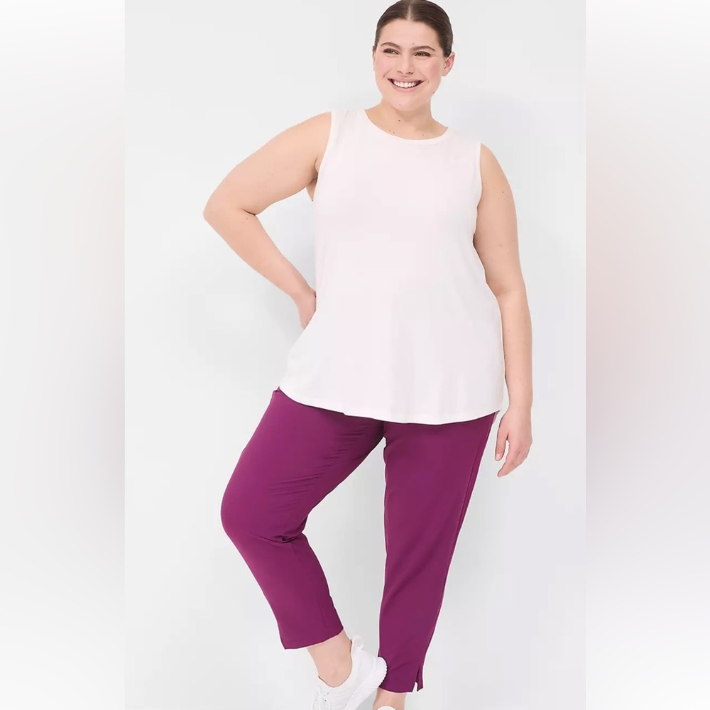 LIVI Stretch Woven Ankle Length Pant with Stretchy Ribbed Panel 26 28 Pu…